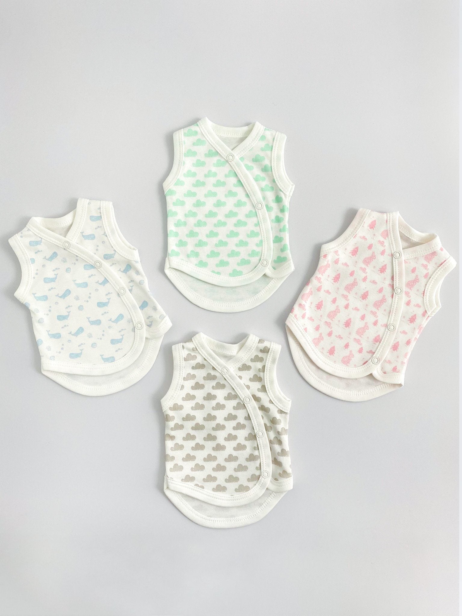 Incubator Vest, Mint Cloud, Premium 100% Organic Cotton Bodysuit / Vest Tiny & Small 