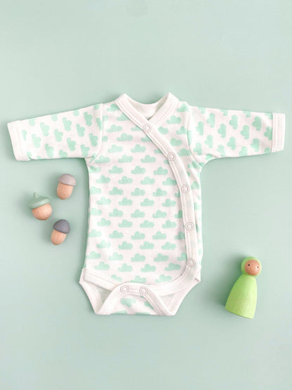 Bodysuit, Mint Cloud, Premium 100% Organic Cotton Bodysuit / Vest Tiny & Small 