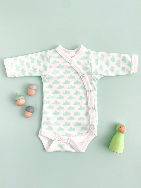 Bodysuit, Mint Cloud, Premium 100% Organic Cotton Bodysuit / Vest Tiny & Small 
