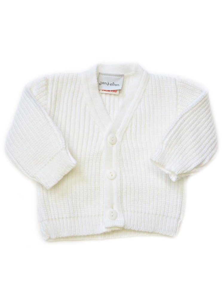 White Tiny Baby Cardigan (3-5lb & 5-8lb) - Cardigan / Jacket - Dandelion