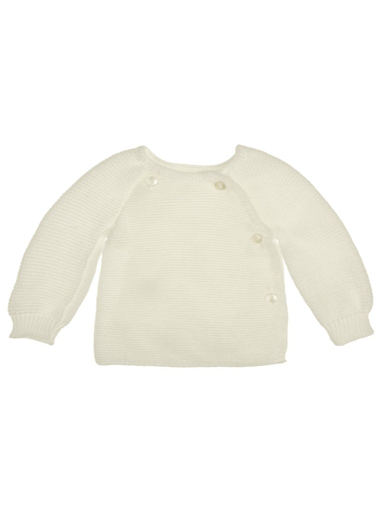 Tiny Baby Cardigan, Knitted, White - Cardigan / Jacket - La Manufacture de Layette
