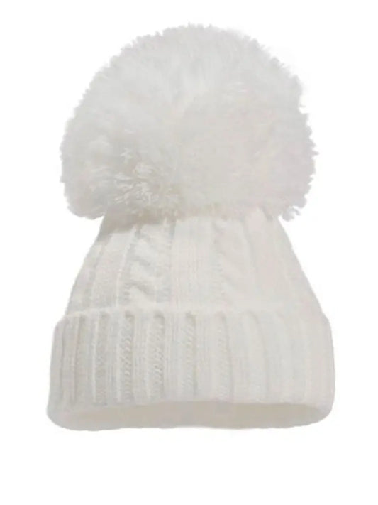 White Knitted Pom Pom Hat Tiny Baby 5-8lb Hat Little Mouse Baby Clothing and Gifts Ltd 