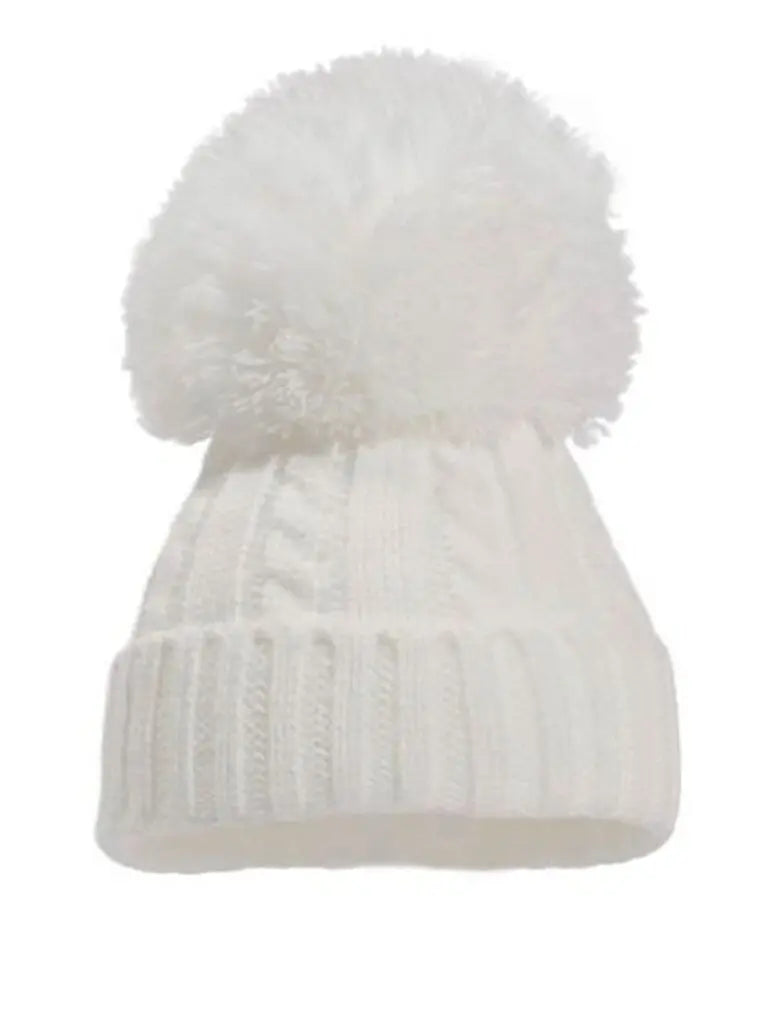 White Knitted Pom Pom Hat Tiny Baby 5-8lb Hat Little Mouse Baby Clothing and Gifts Ltd 