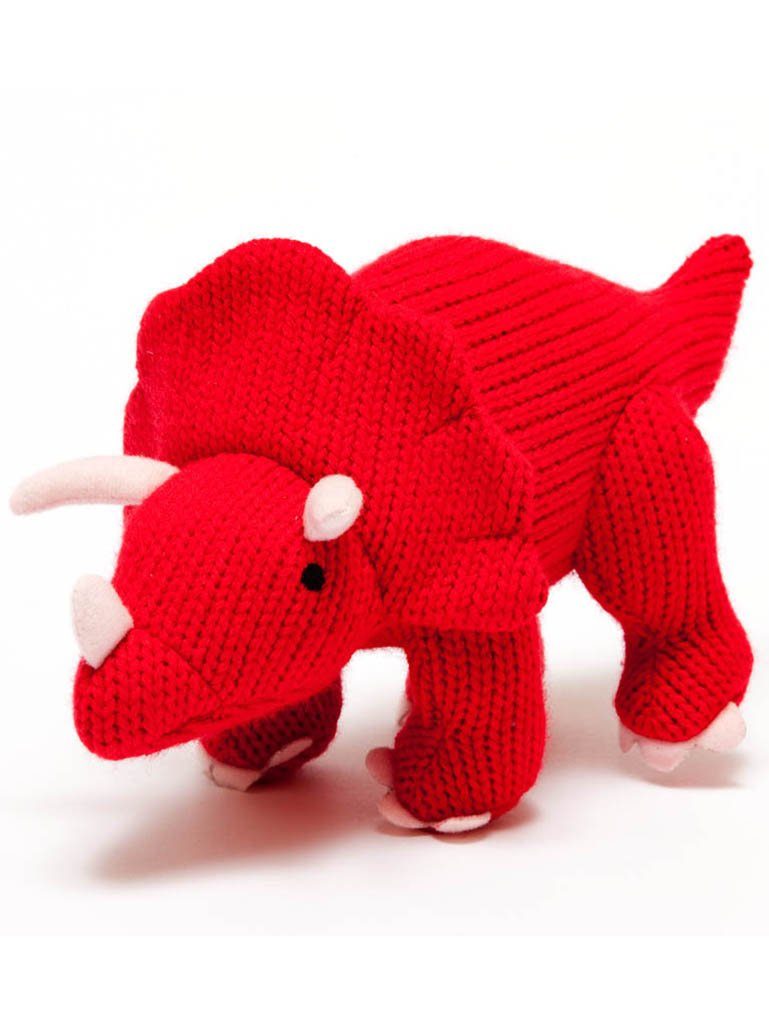 Knitted Triceratops Rattle, Red - Rattle - Best Years