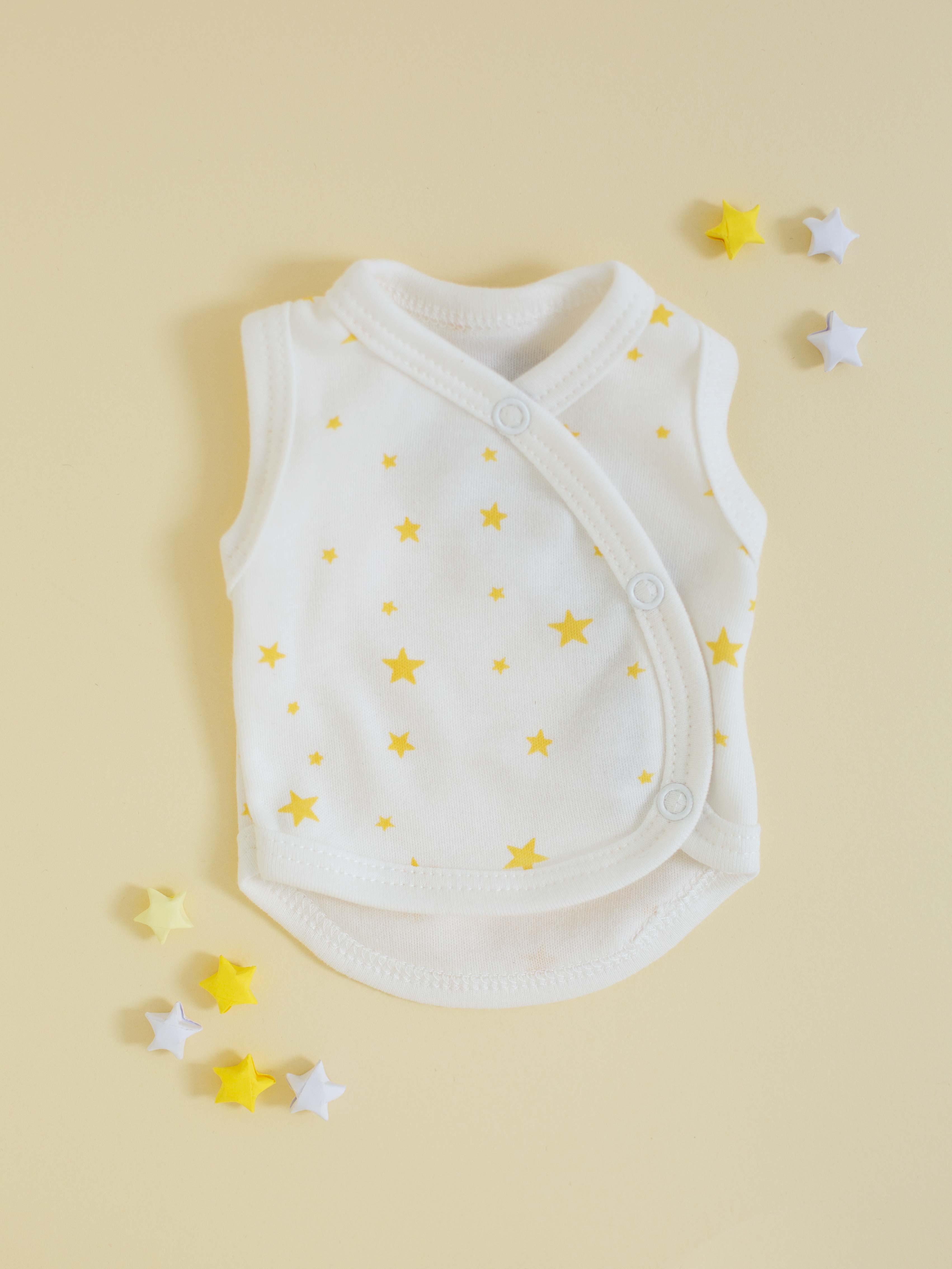 Incubator Vest, Yellow Stars, Premium 100% Organic Cotton - Incubator Vest - Tiny & Small